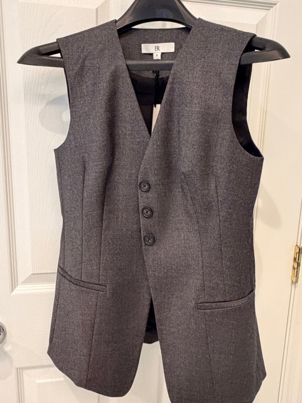 Banana Republic Wool Long Vest Grey Flannel 0 NWT